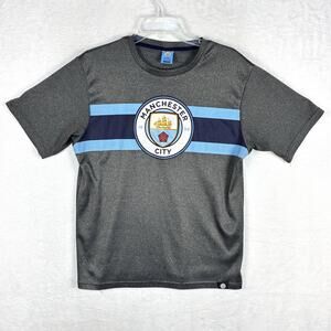 Manchester City Shirt Mens L Gray Blue Soccer Futbol Performance Premier League